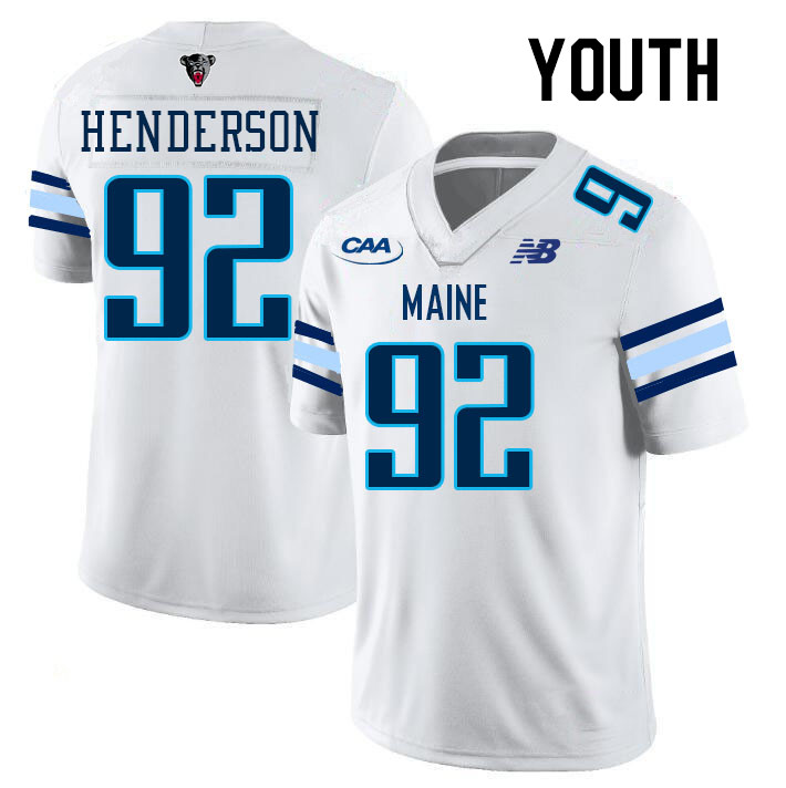 Youth #92 Izaiah Henderson Maine Black Bears College Football Jerseys Stitched Sale-White